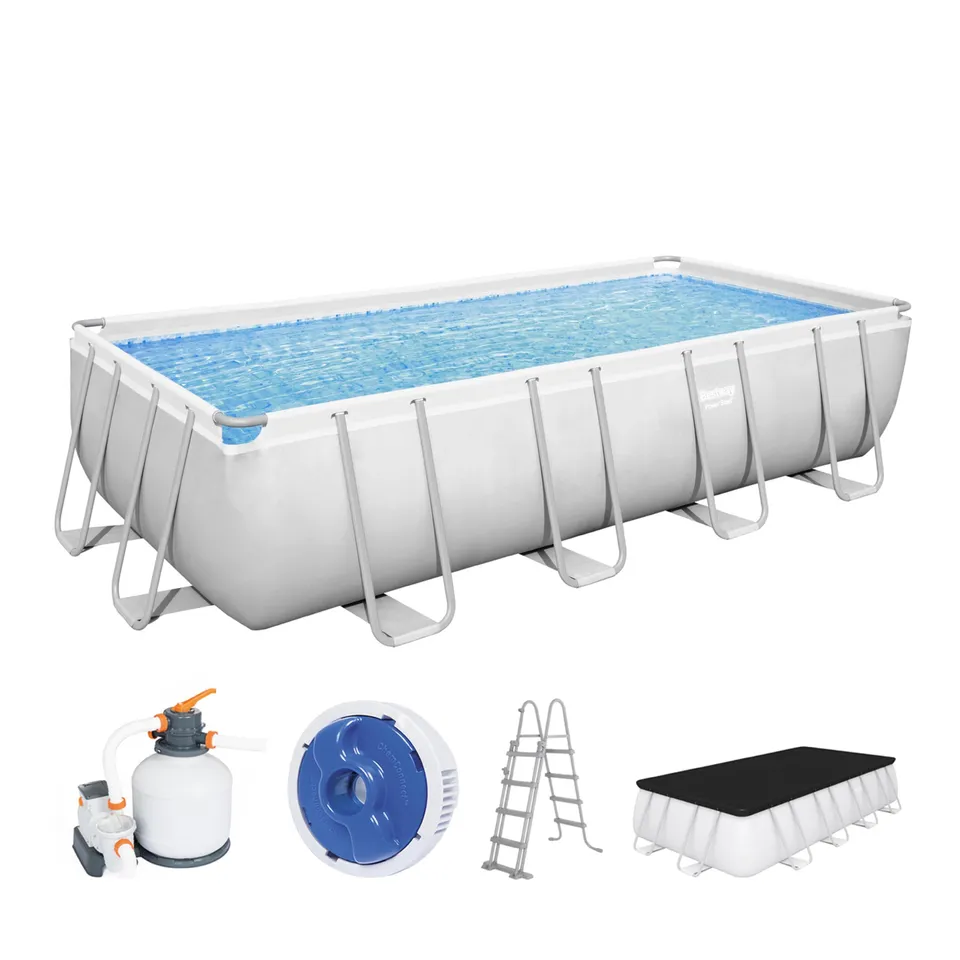 bestway-power-steel-frame-pool-komplett-set-eckig-549x274x122cm-lichtgrau-mit-sa image 1