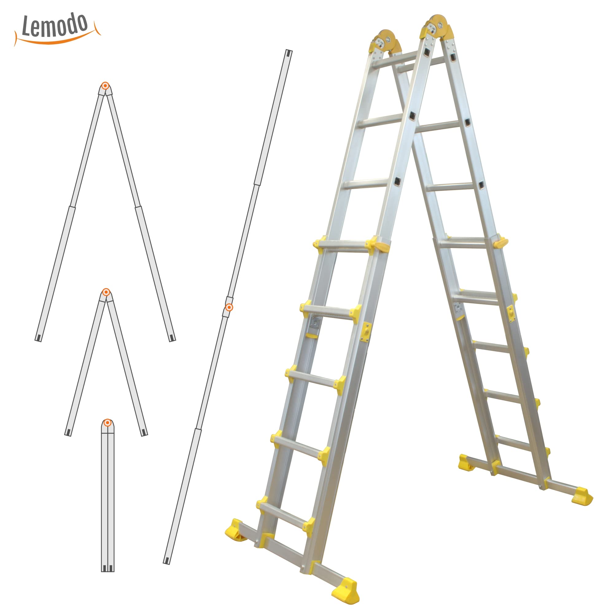 lemodo-mehrzweckleiter-4-teilig-alu-4-6-m-anlege-und-stehleiter-bis-150-kg image 2