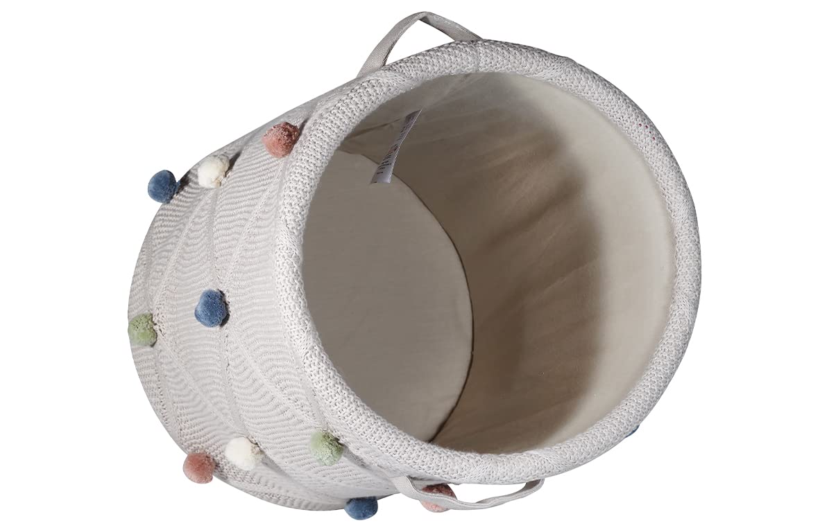 kindsgut-spielkorb-mit-pompons-baumwolle-aufbewahrungskorb-taupe image 6
