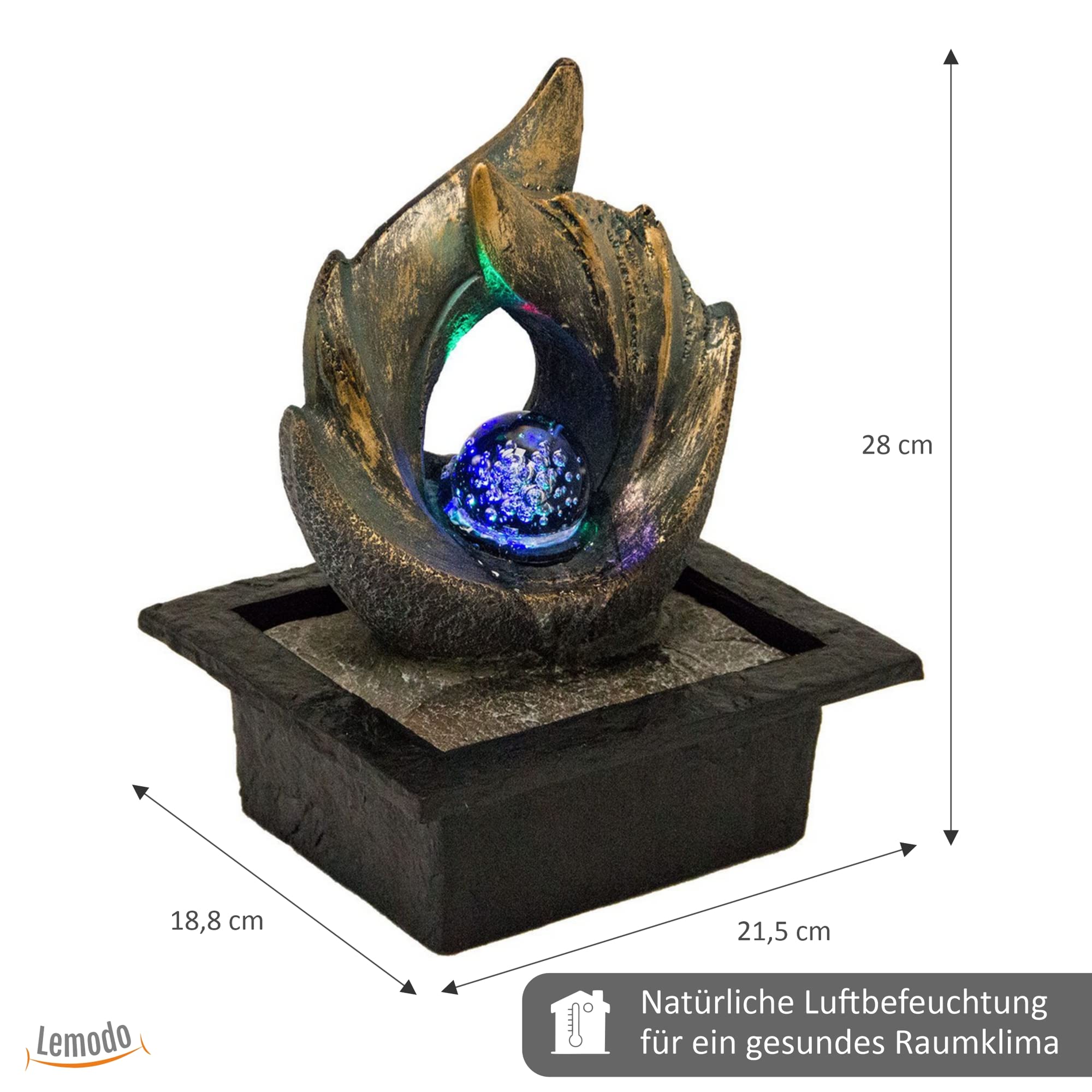 lemodo-zimmerbrunnen-elements-tischbrunnen-mit-led-und-wasserfall image 3