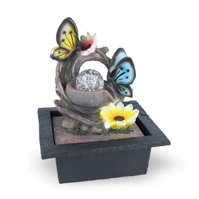 lemodo-zimmerbrunnen-schmetterling-motiv-tischbrunnen-mit-pumpe-led-und-rotieren image 1