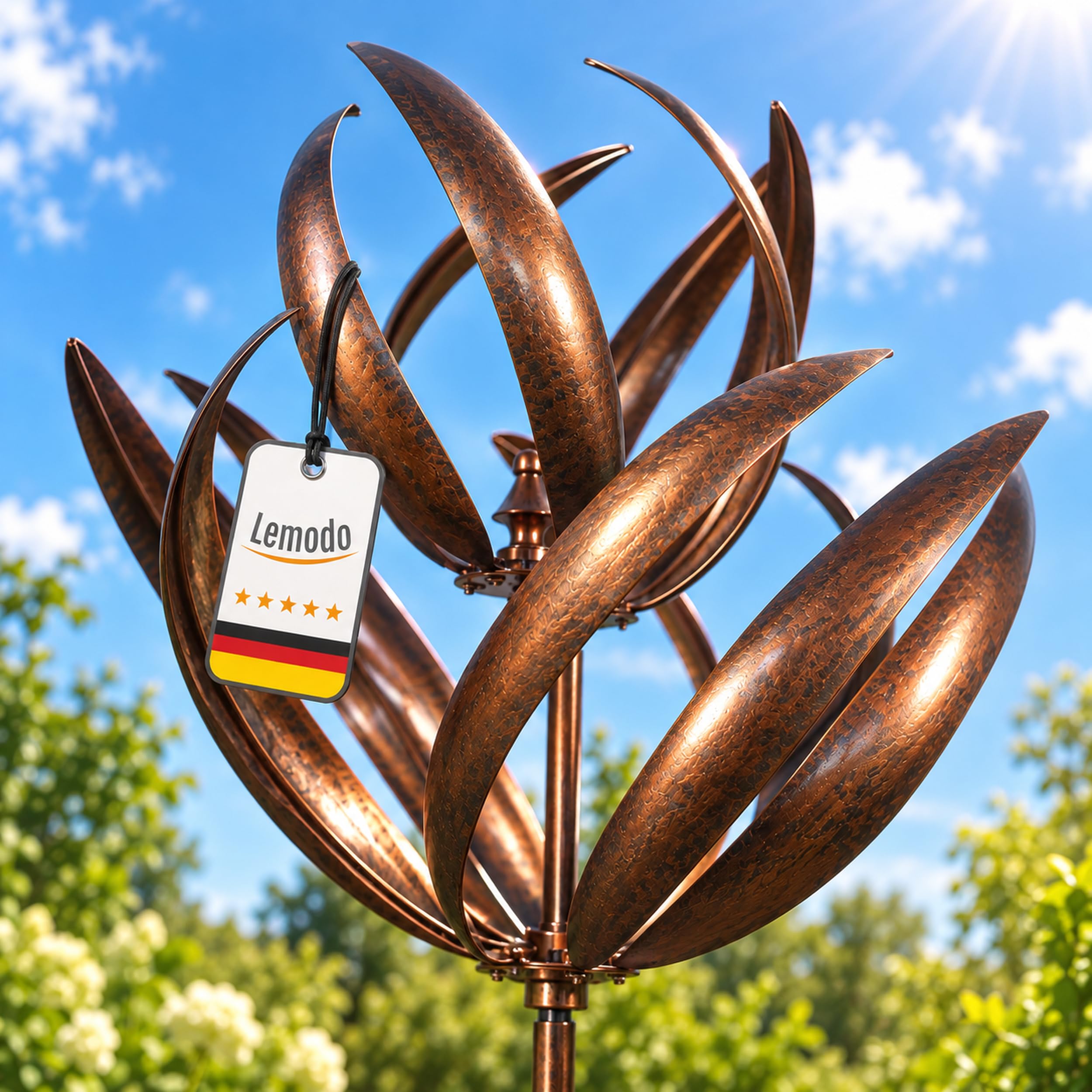 lemodo-windrad-dandelion-kupferoptik-213-cm-gartenstecker image 8