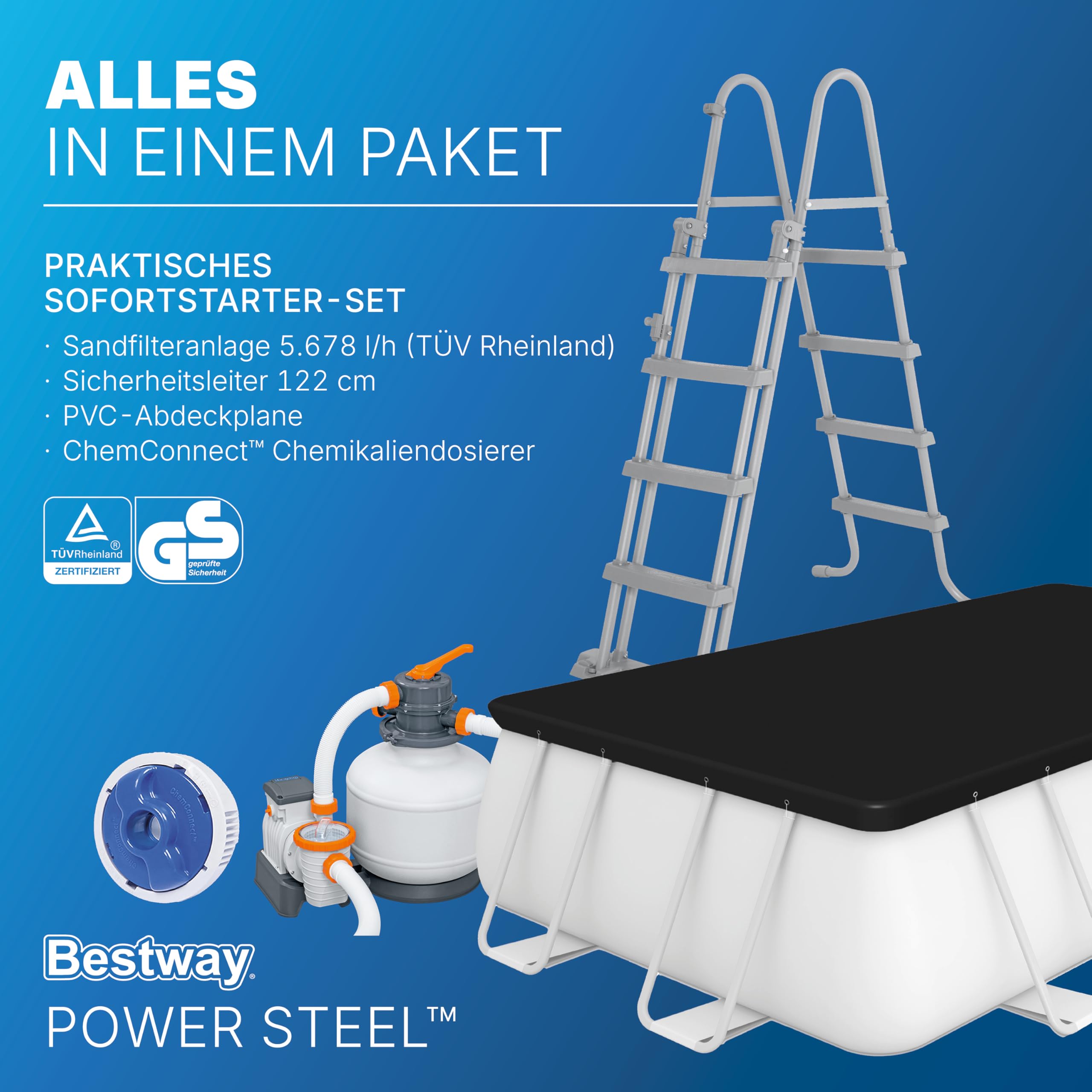 bestway-power-steel-frame-pool-komplett-set-eckig-549x274x122cm-lichtgrau-mit-sa image 8