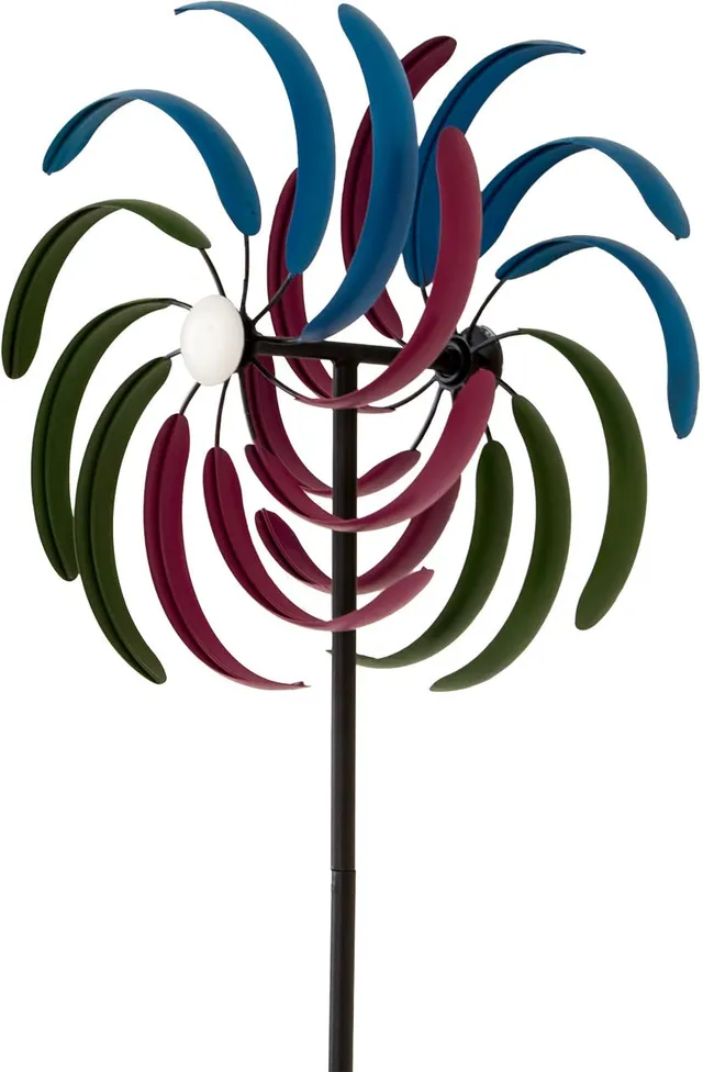lemodo-nativ-windrad-garten-175-cm-metall-mit-2-windr-dern image 1