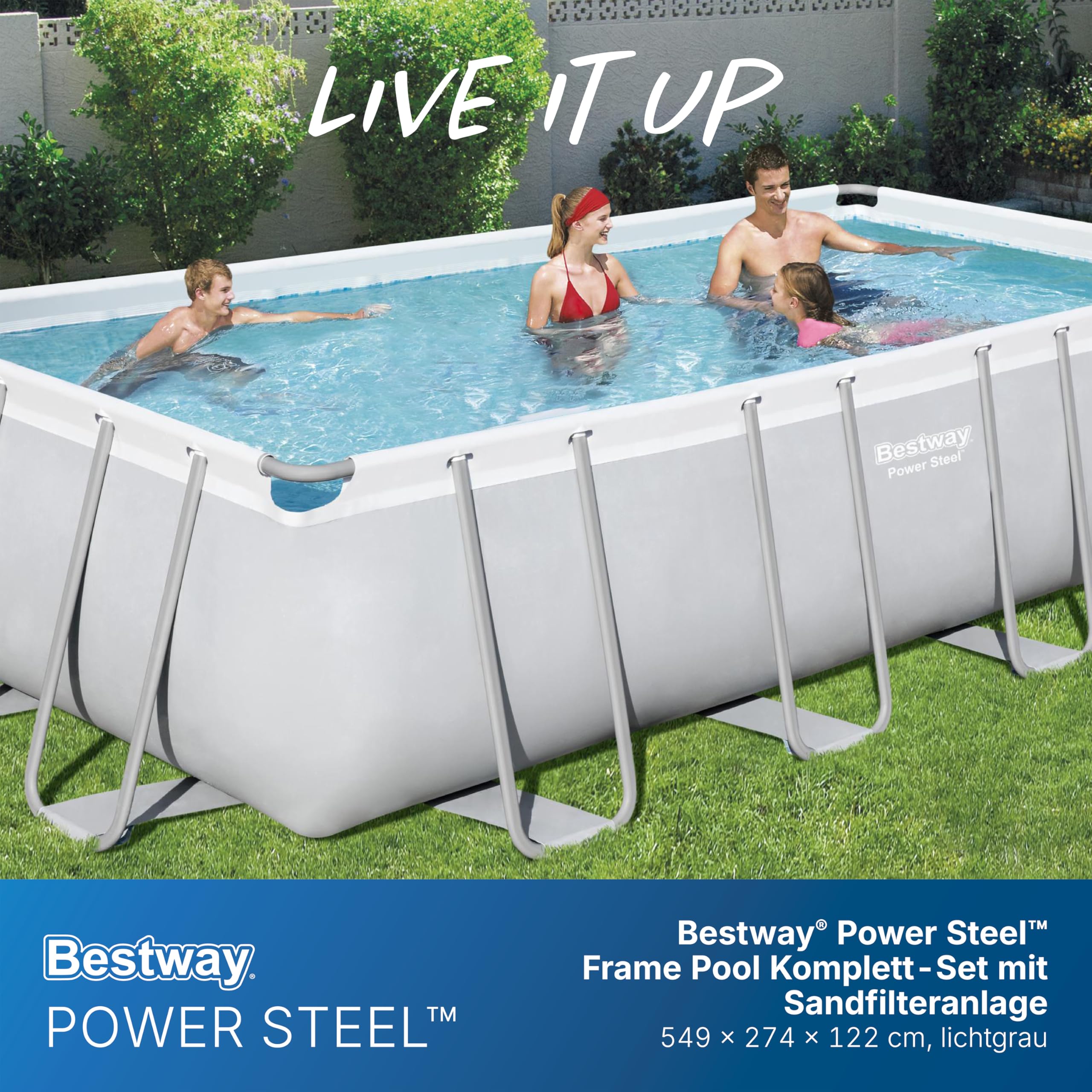 bestway-power-steel-frame-pool-komplett-set-eckig-549x274x122cm-lichtgrau-mit-sa image 3