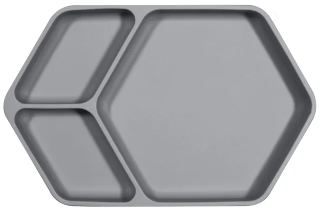 kindsgut-babyteller-silikon-mit-saugnapf-3-f-cher-dunkelgrau image 1