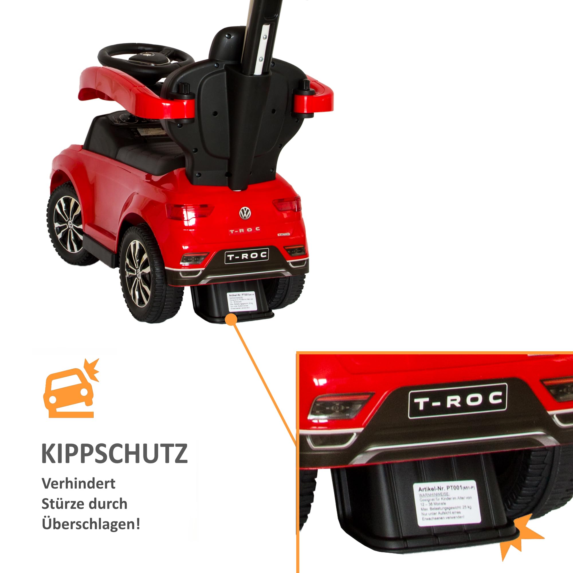 lemodo-rutschauto-mit-schiebestange-ab-1-jahr-vw-lizenz-mit-sonnenschutz image 7