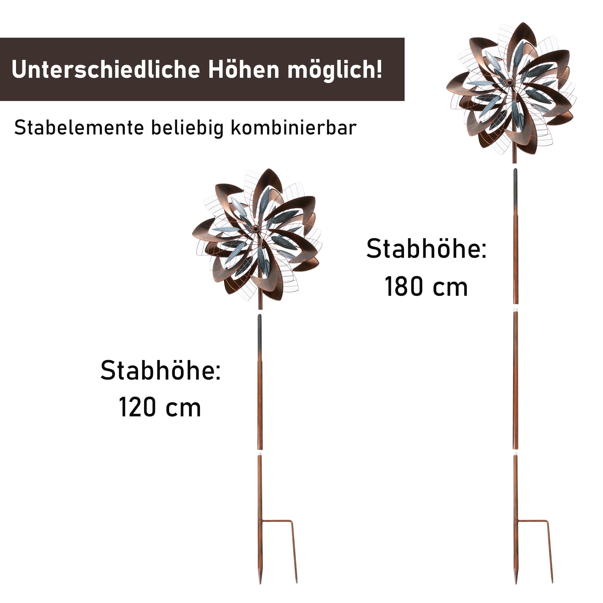lemodo-windrad-dandelion-kupferoptik-213-cm-gartenstecker image 4
