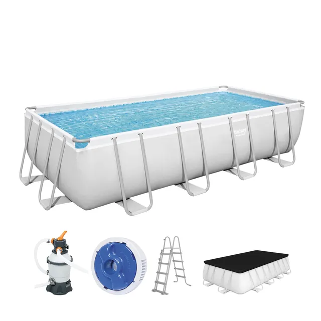 lemodo-bestway-power-steel-frame-pool-set-eckig-488x244x122cm-mit-sandfilteranla image 1