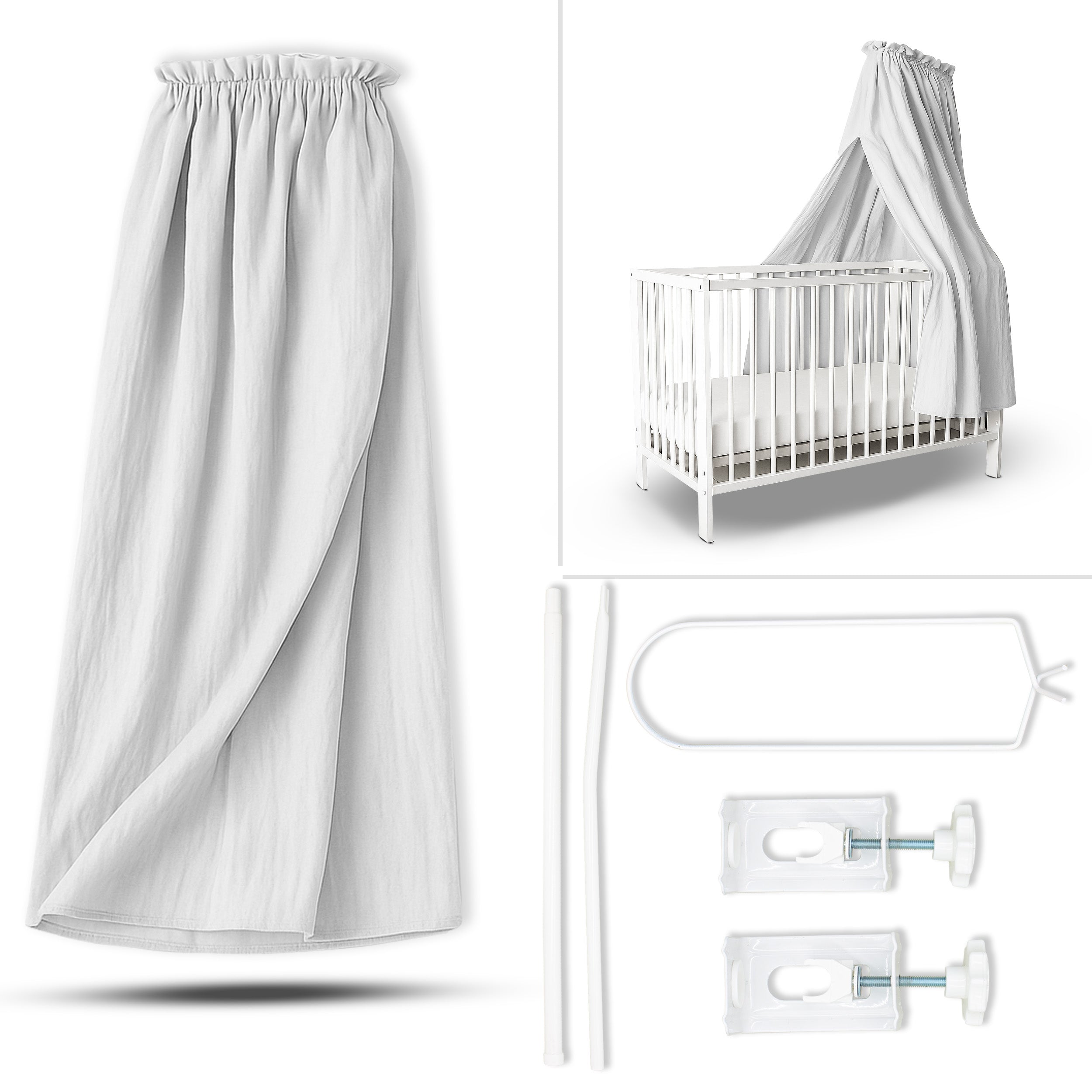 babykajo-betthimmel-musselin-130-cm-creme-hellgrau-3-varianten image 2