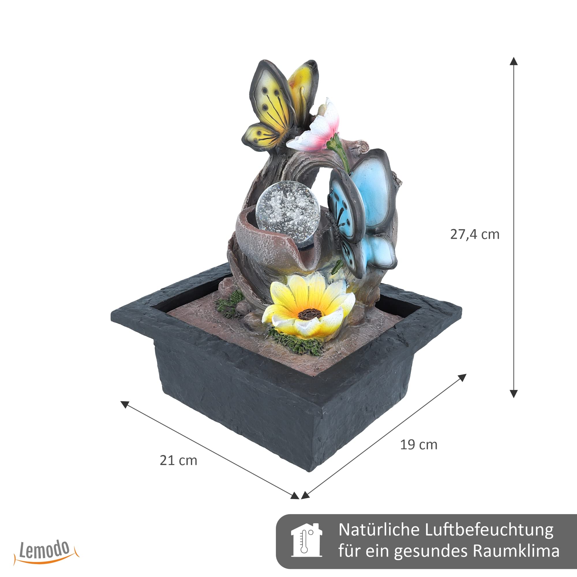 lemodo-zimmerbrunnen-schmetterling-motiv-tischbrunnen-mit-pumpe-led-und-rotieren image 3