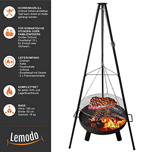 lemodo-schwenkgrill-holzkohlegrill-mit-feuerschale-4-in-1 image 8