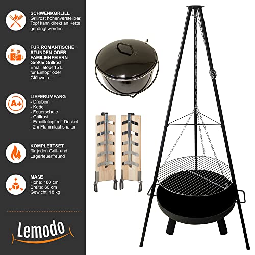 lemodo-schwenkgrill-holzkohlegrill-mit-feuerschale-4-in-1 image 7