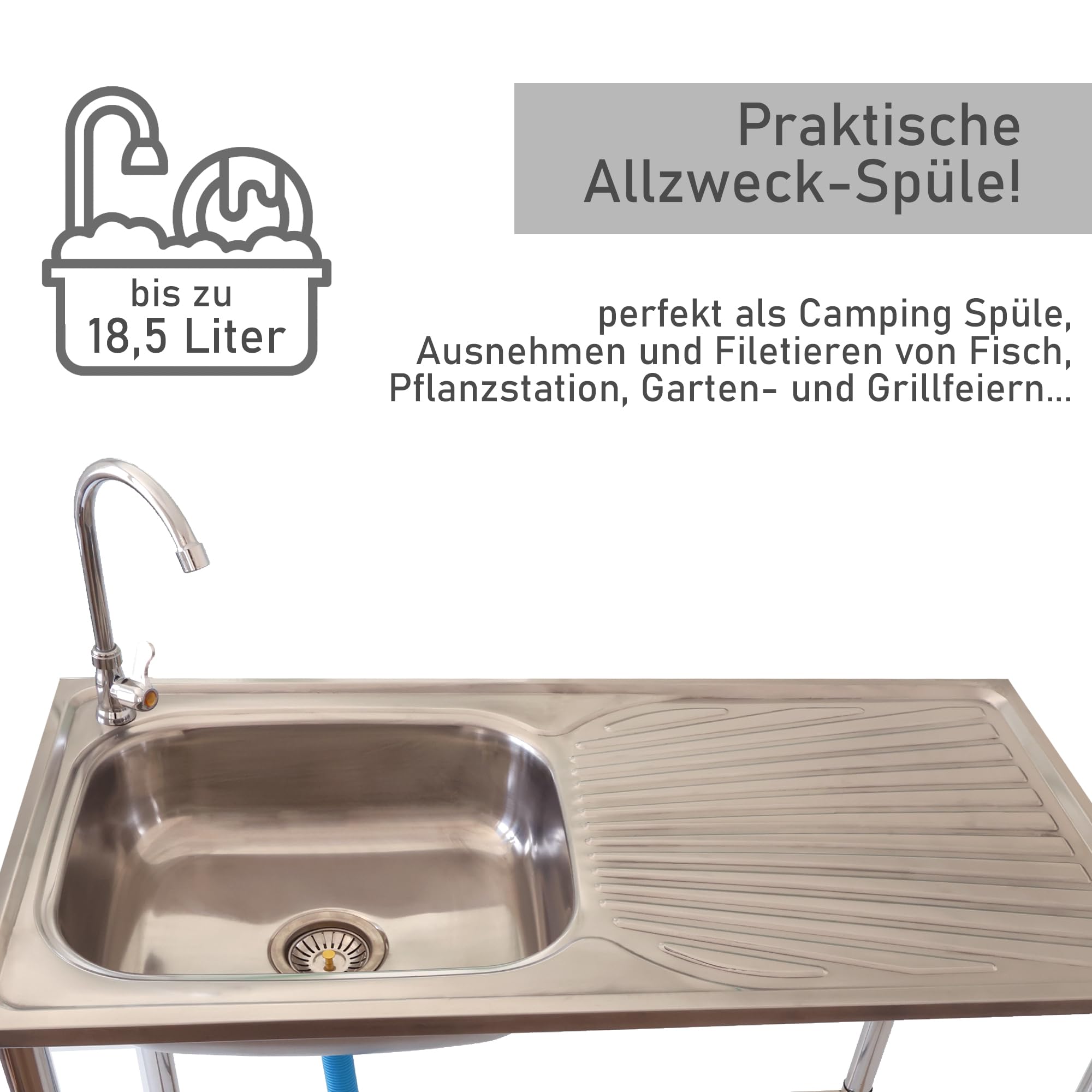 lemodo-outdoor-spule-edelstahl-sputisch-mit-wasserhahn-und-siebeinsatz image 2