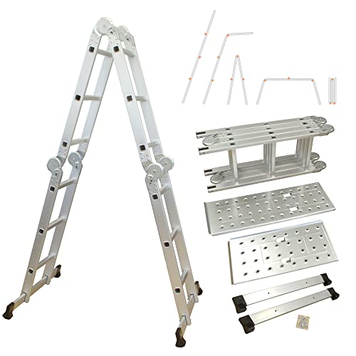 lemodo-alu-multifunktionsleiter-12-sprossen-klappbar-4-teilig-356-cm-bis-150-kg image 8