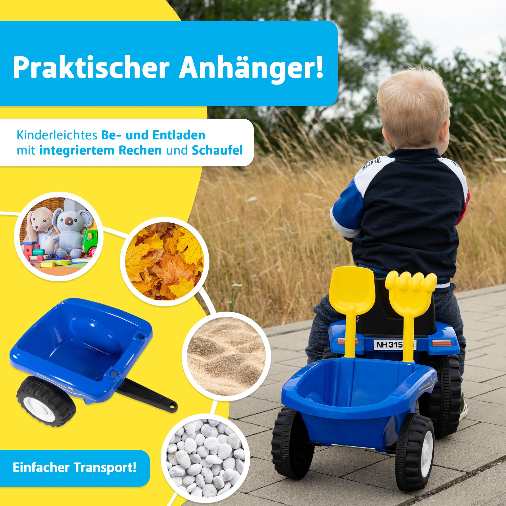 lemodo-new-holland-kindertraktor-rutschauto-ab-1-jahr-mit-anh-nger image 4