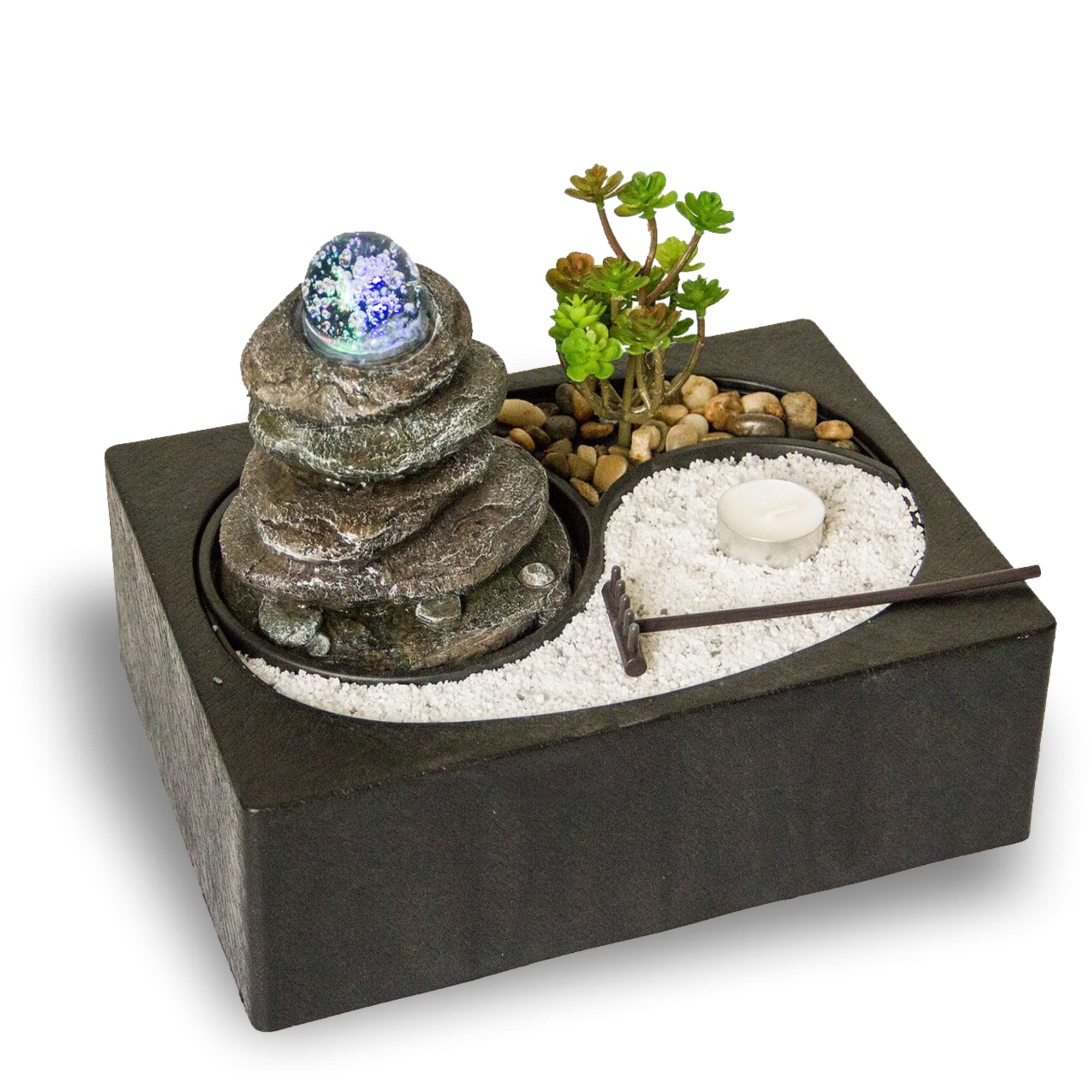 lemodo-zimmerbrunnen-mit-led-beleuchtung-und-glaskugel image 1