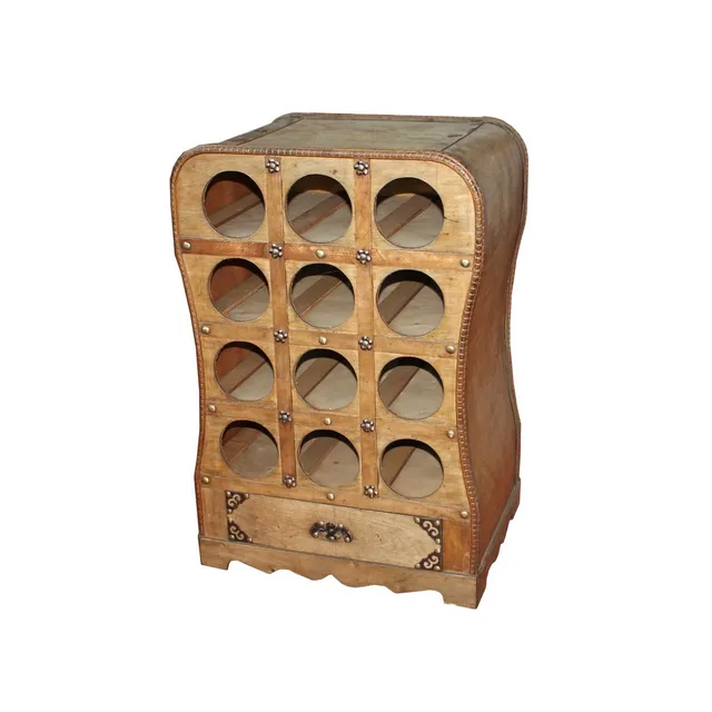 lemodo-weinregal-holz-kolonialstil-f-r-12-flaschen-braun-weinschrank image 1
