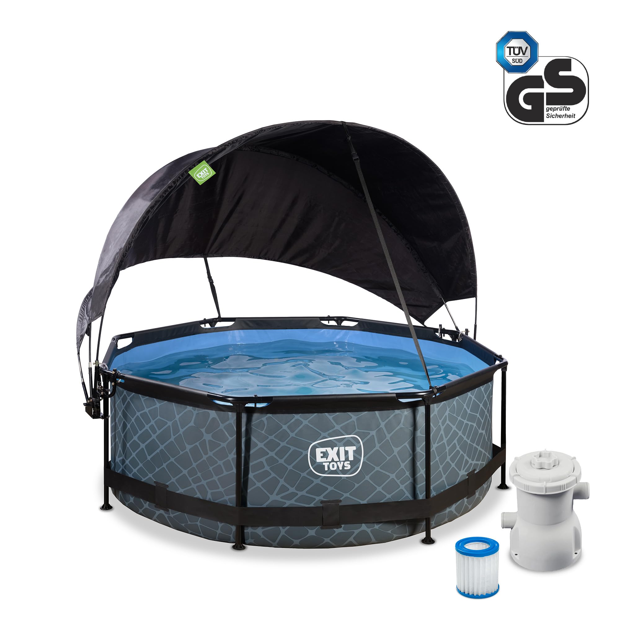 lemodo-exit-toys-aufstellpool-rund-244-x-76-cm-mit-sonnensegel-und-filterpumpe-s image 2