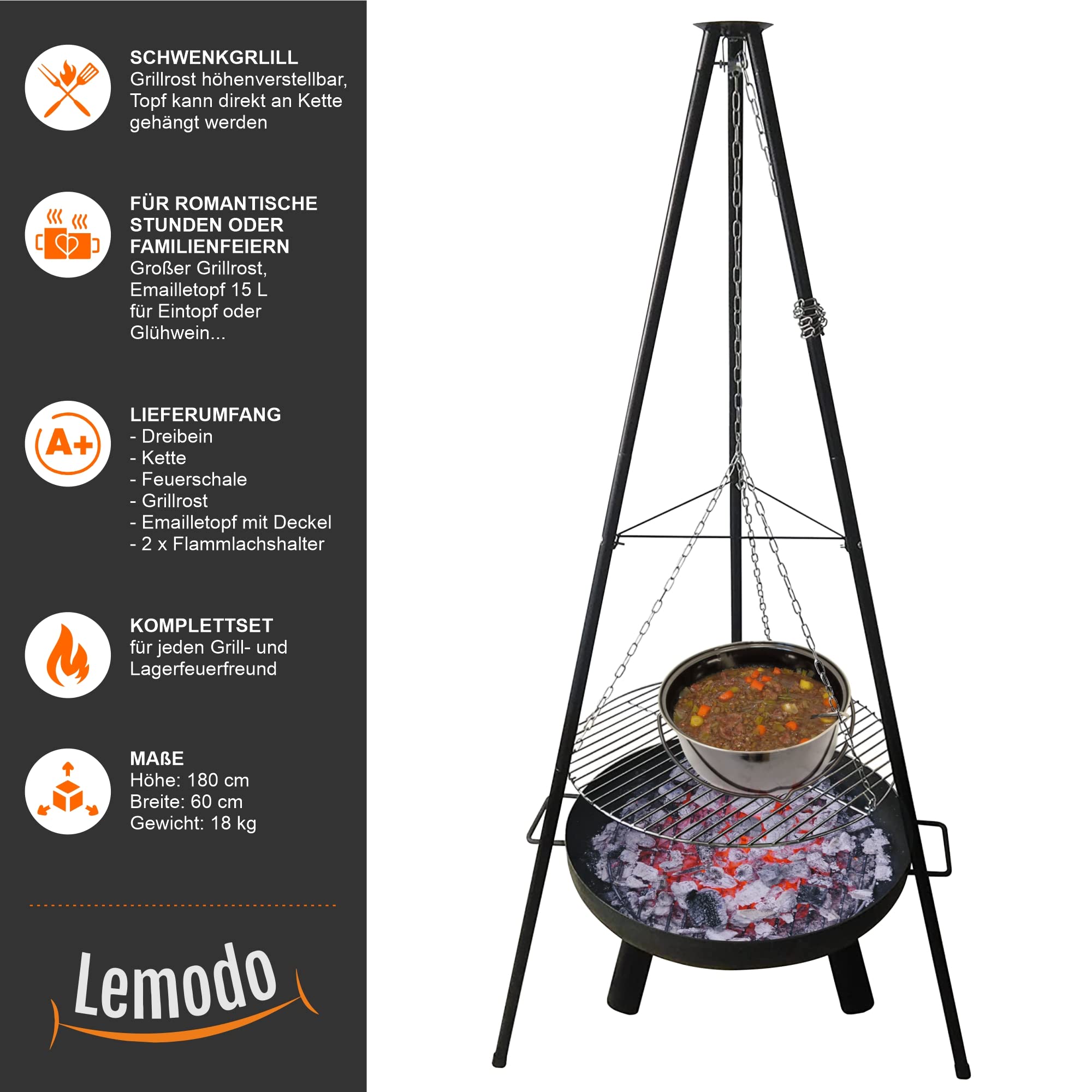lemodo-schwenkgrill-holzkohlegrill-mit-feuerschale-4-in-1 image 4