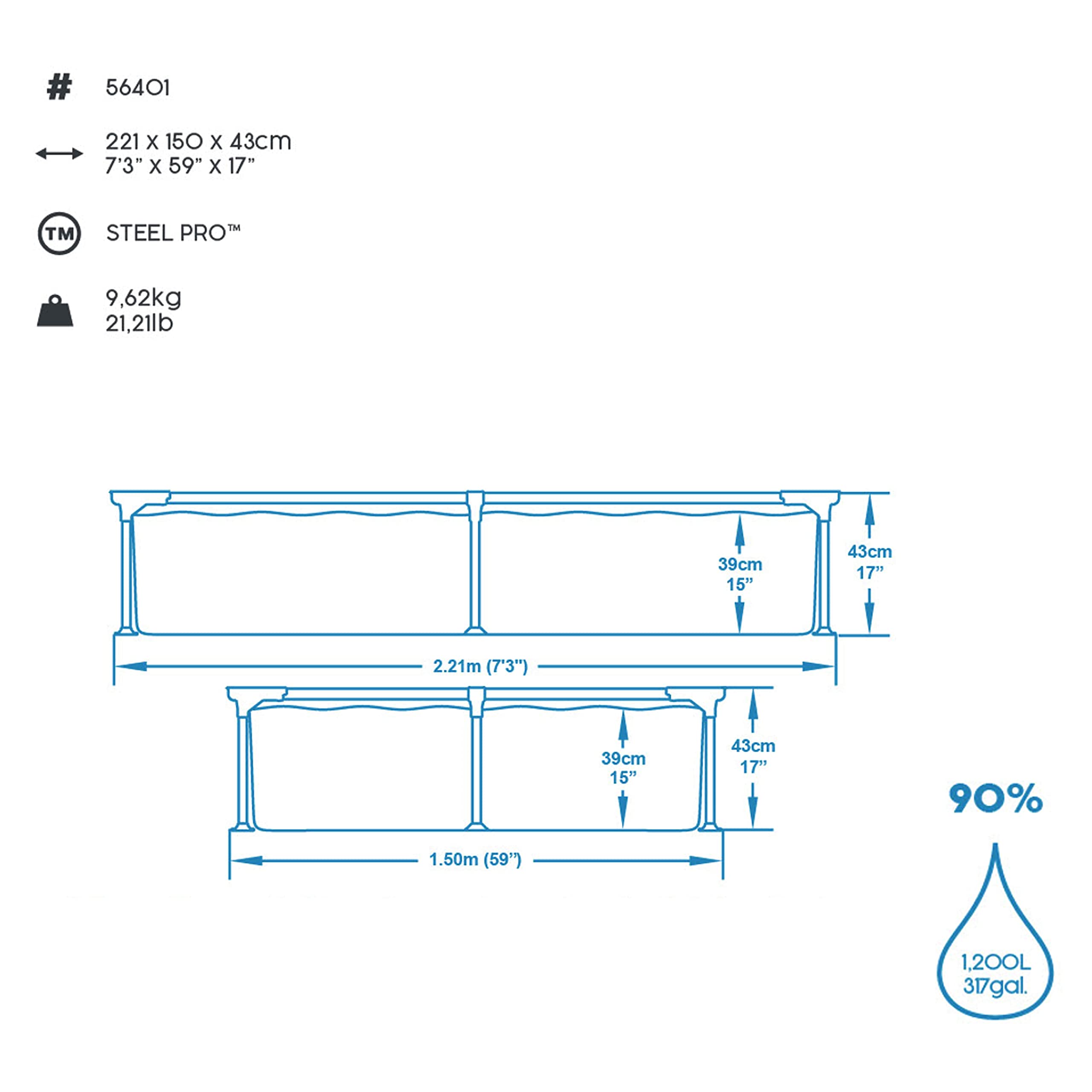 bestway-steel-pro-aufstellpool-221-x-150-x-43-cm-ohne-pumpe image 4