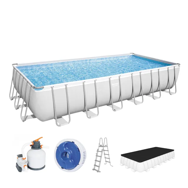 lemodo-bestway-power-steel-aufstellpool-komplett-set-eckig-732-x-366-x-132-cm-gr image 1