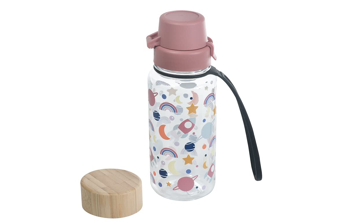 kindsgut-kinder-trinkflasche-tritan-400-ml-mit-bambusdeckel-weltraum image 5