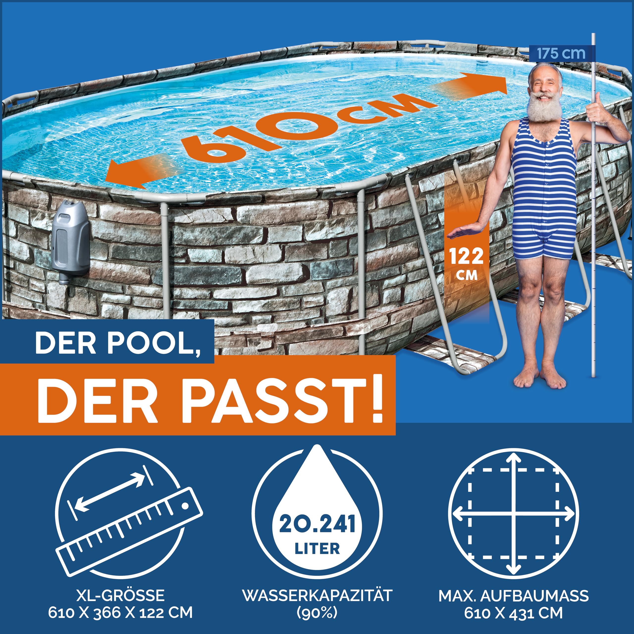bestway-power-steel-comfort-jet-frame-pool-set-610-x-366-x-122-cm-steinwand-opti image 2