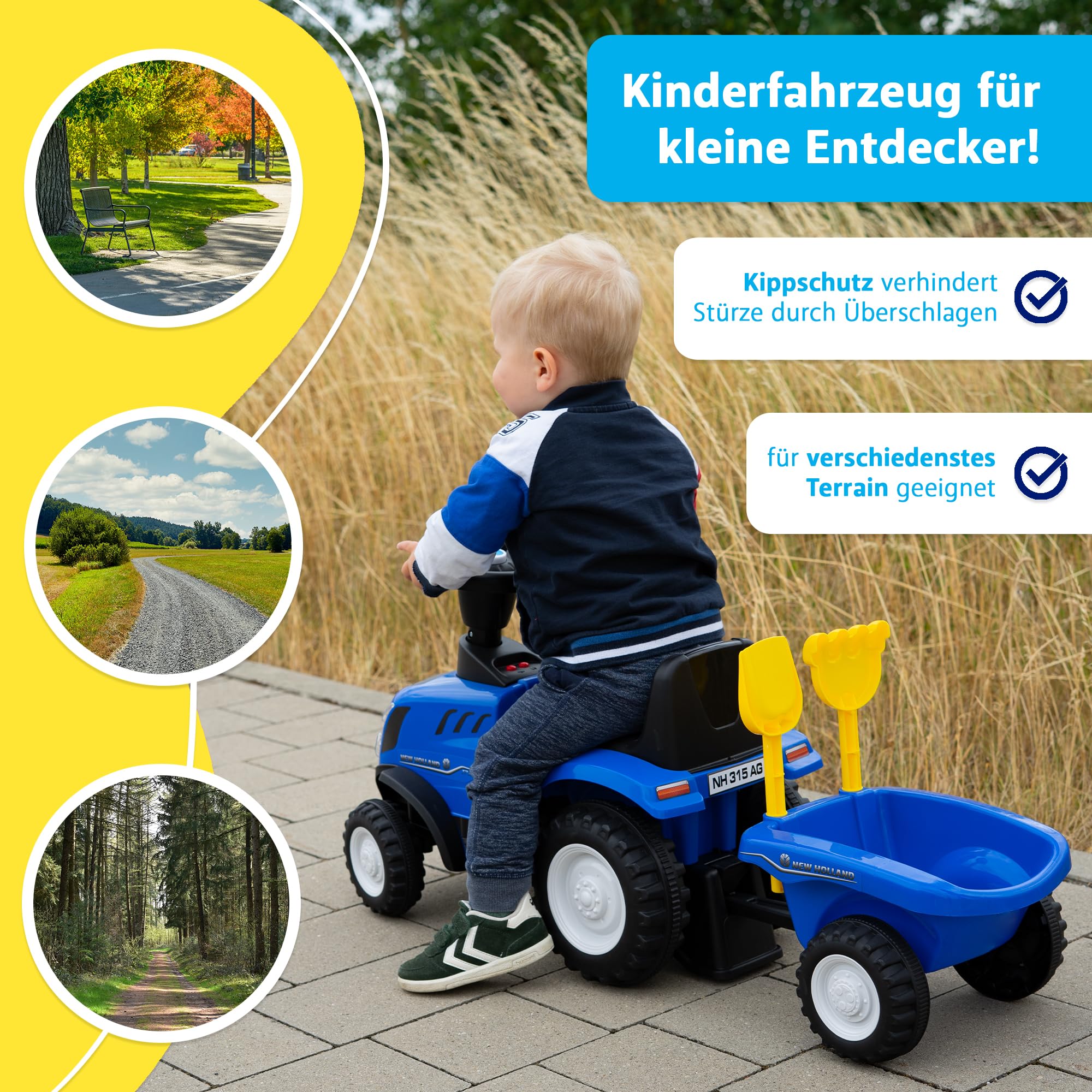 lemodo-new-holland-kindertraktor-rutschauto-ab-1-jahr-mit-anh-nger image 5