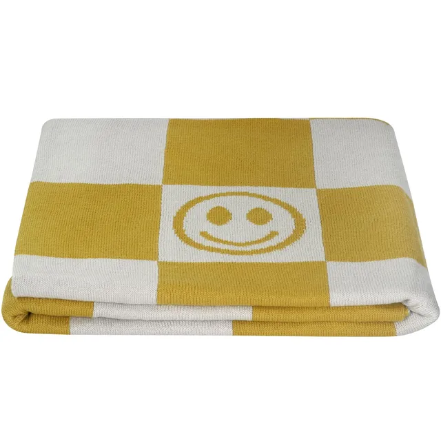 kindsgut-kinderdecke-baby-baumwolle-80x100cm-smiley-senf image 1