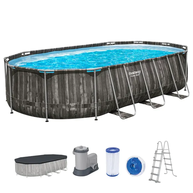 bestway-power-steel-frame-pool-oval-komplett-set-610-x-366-x-122-cm-mit-pumpe image 1