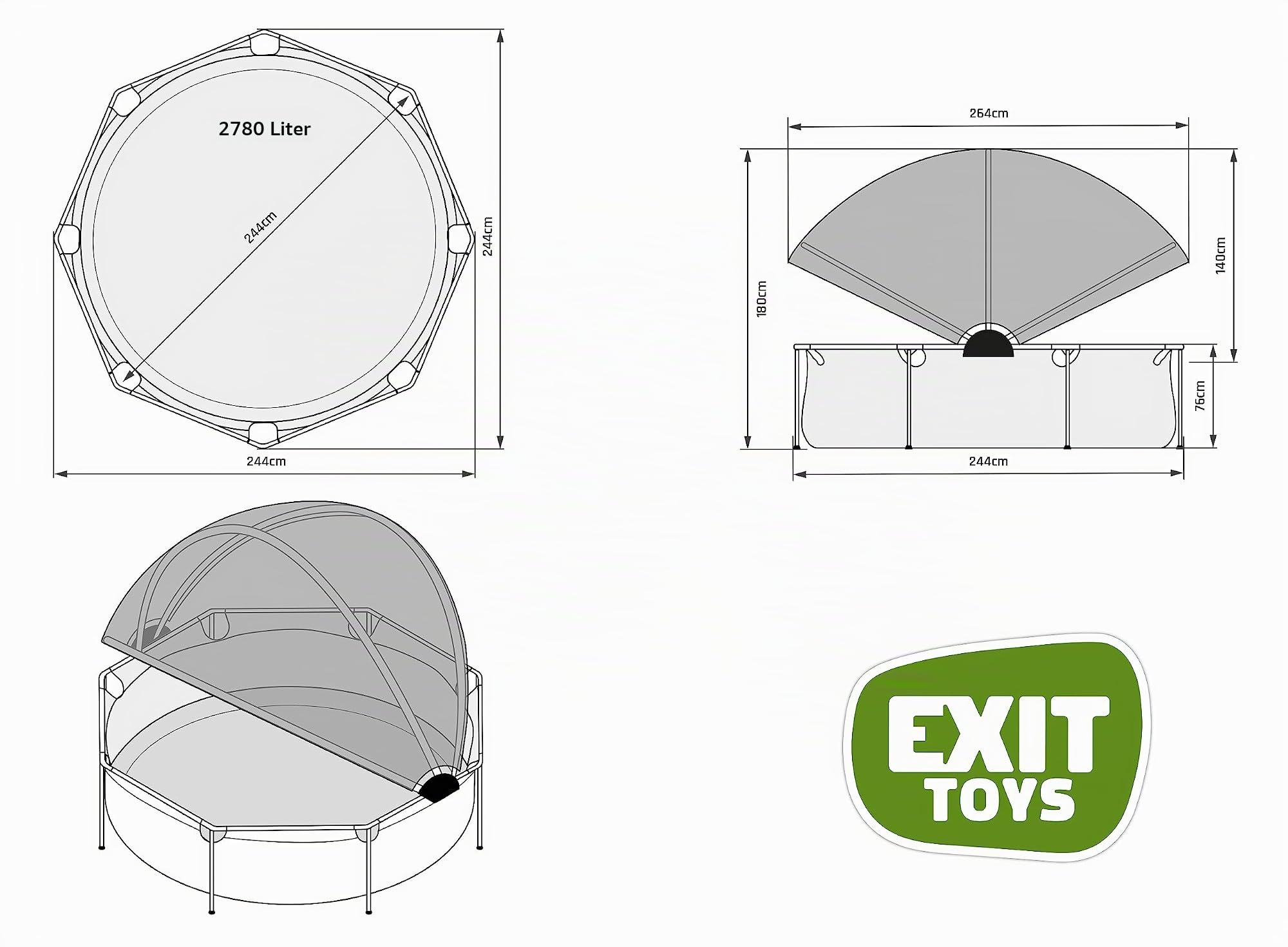 lemodo-exit-toys-aufstellpool-rund-244-x-76-cm-mit-sonnensegel-und-filterpumpe-s image 3