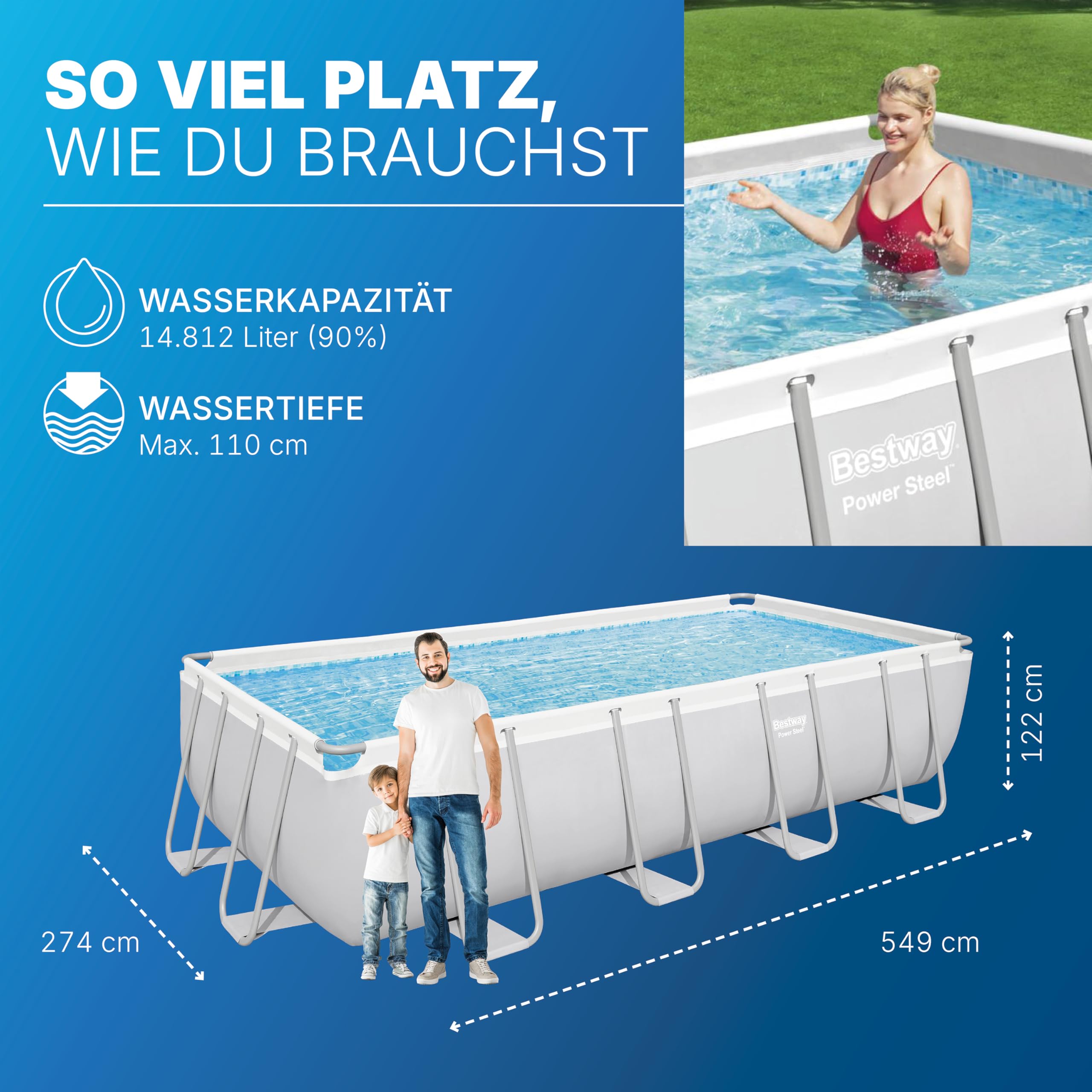 bestway-power-steel-frame-pool-komplett-set-eckig-549x274x122cm-lichtgrau-mit-sa image 5