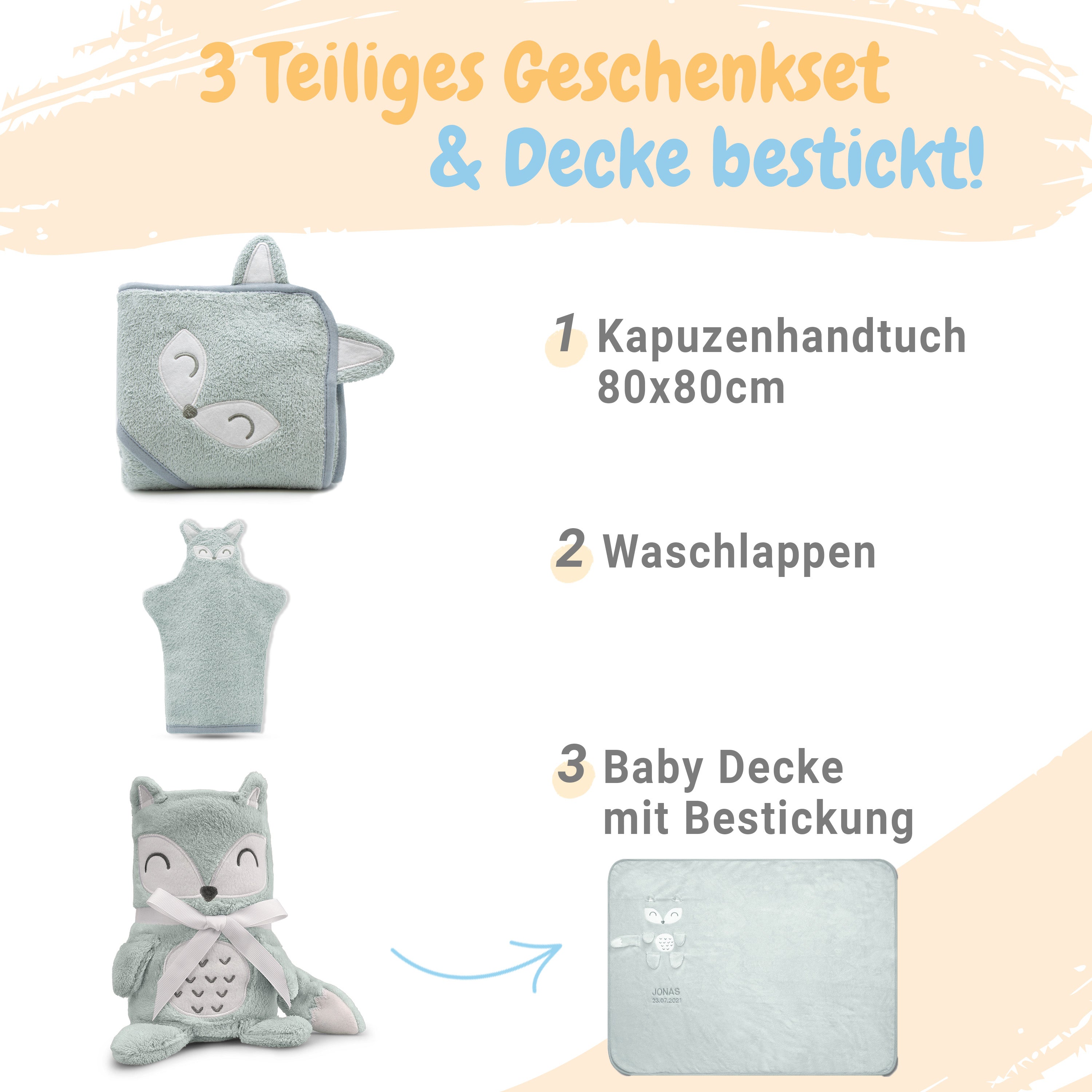 babykajo-personalisiertes-geschenkset-3-teilig-babydecke-75x100-cm-kapuzenhandtu image 2