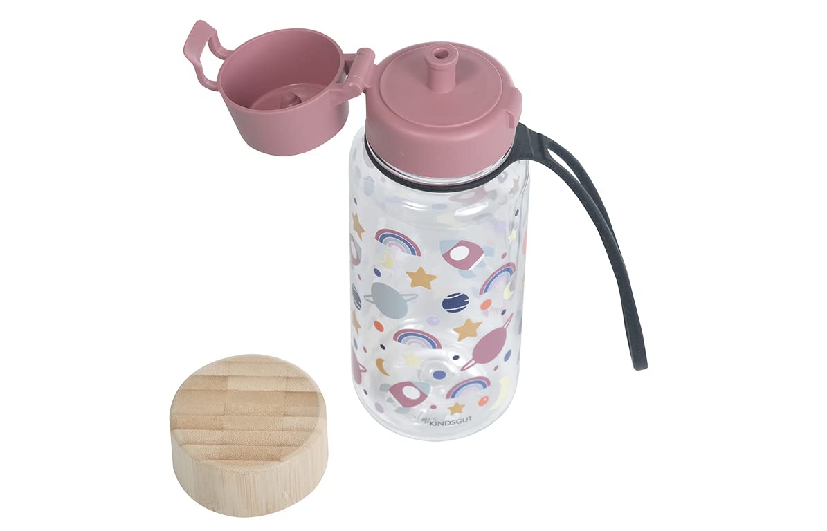 kindsgut-kinder-trinkflasche-tritan-400-ml-mit-bambusdeckel-weltraum image 6