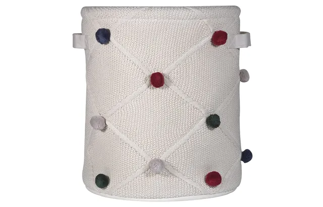 kindsgut-aufbewahrungskorb-baumwolle-mit-pompons-creme-30-x-30-x-35-cm image 1