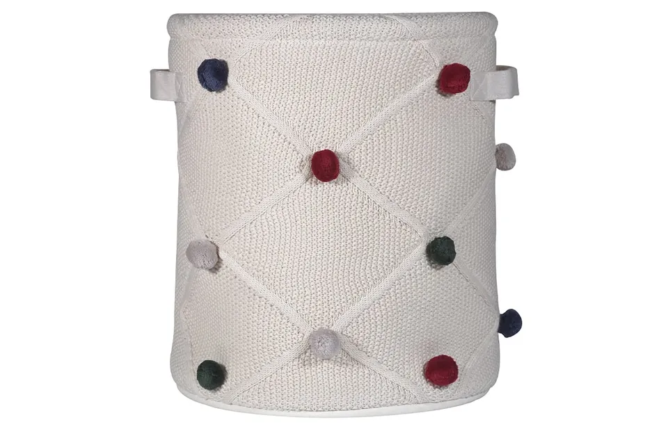kindsgut-aufbewahrungskorb-baumwolle-mit-pompons-creme-30-x-30-x-35-cm image 1