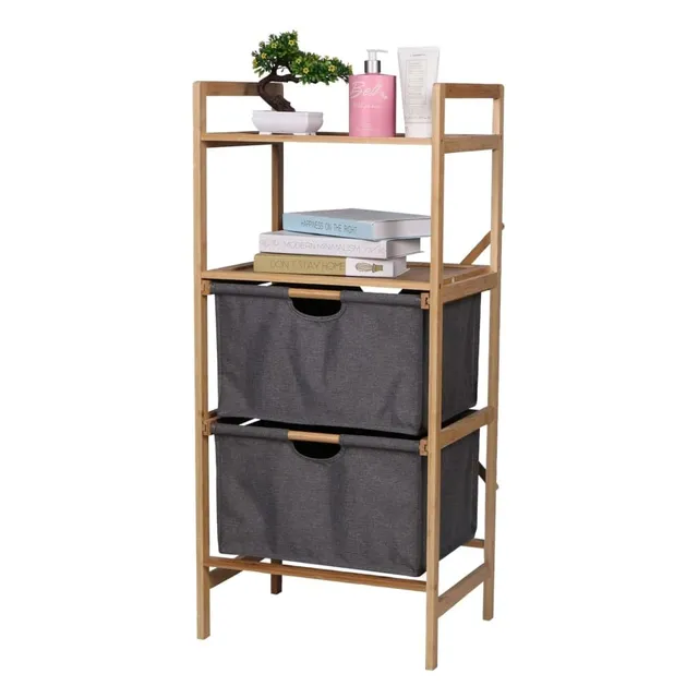 hi-bambus-regal-33325-mit-2-schubladen-h96cm-natur image 1