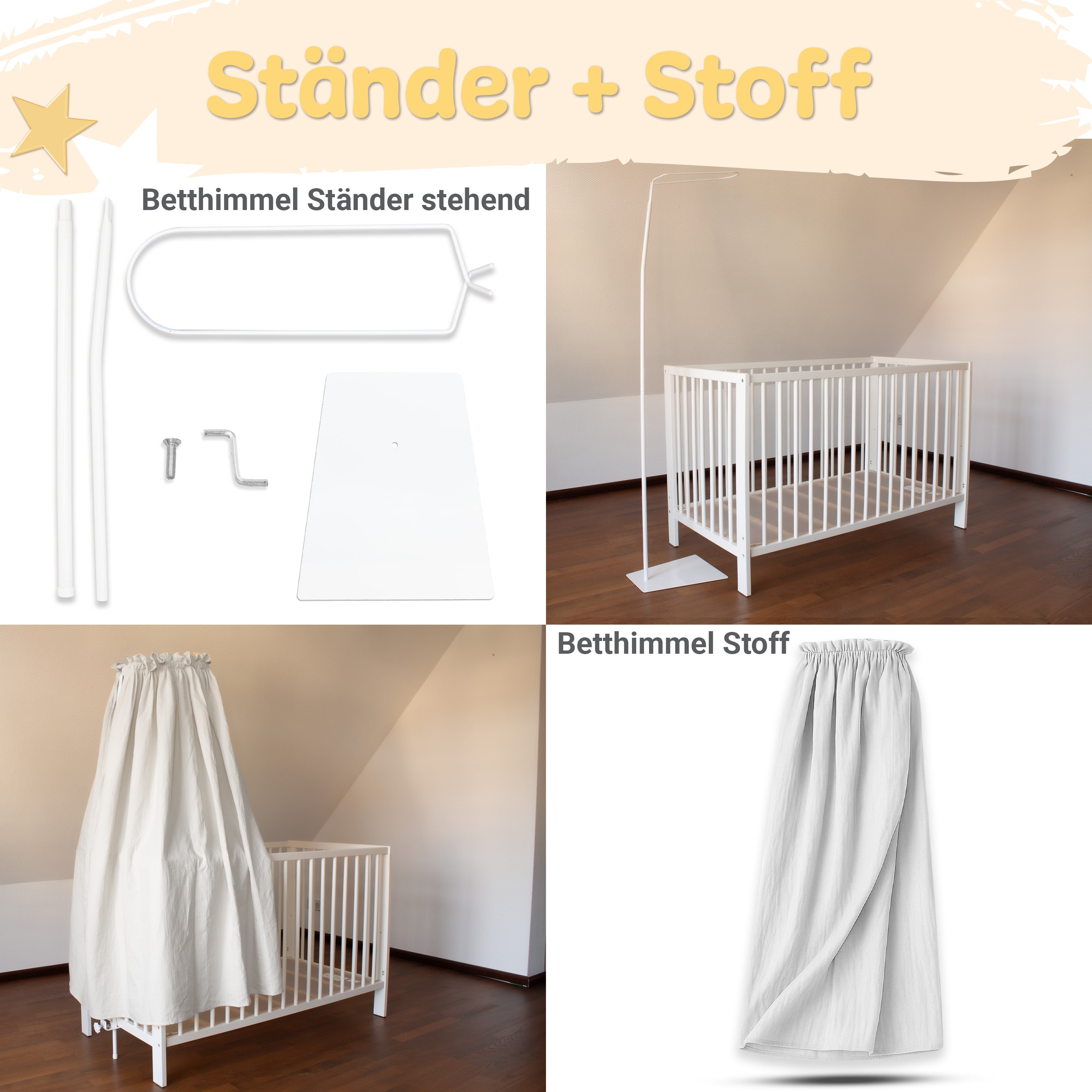 babykajo-betthimmel-musselin-130-cm-creme-hellgrau-3-varianten image 3