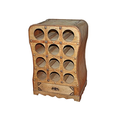 lemodo-weinregal-holz-kolonialstil-f-r-12-flaschen-braun-weinschrank image 2