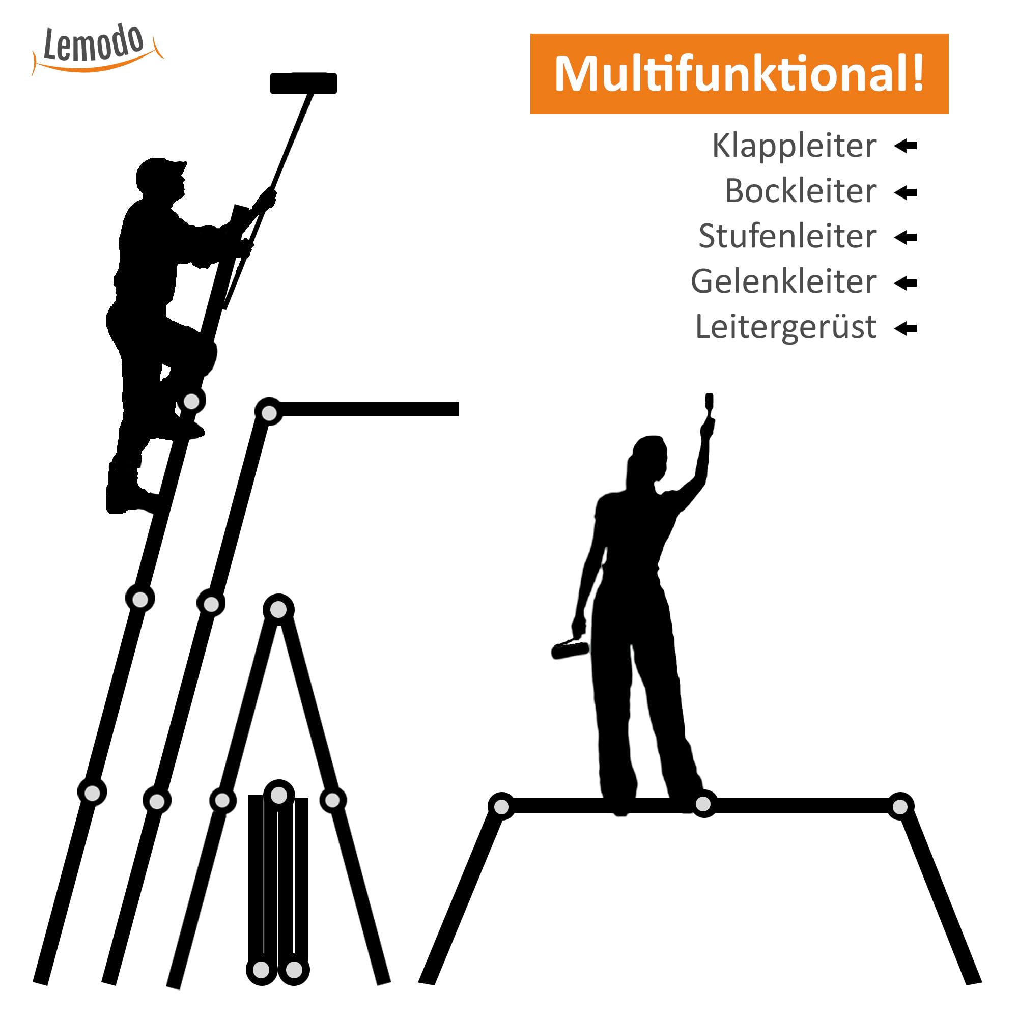 lemodo-alu-multifunktionsleiter-12-sprossen-klappbar-4-teilig-356-cm-bis-150-kg image 6