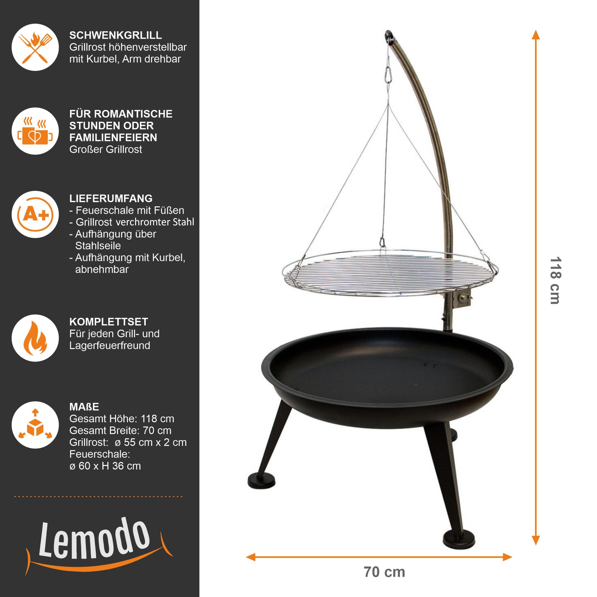 lemodo-schwenkgrill-mit-feuerschale-und-h-hen-kurbel image 2