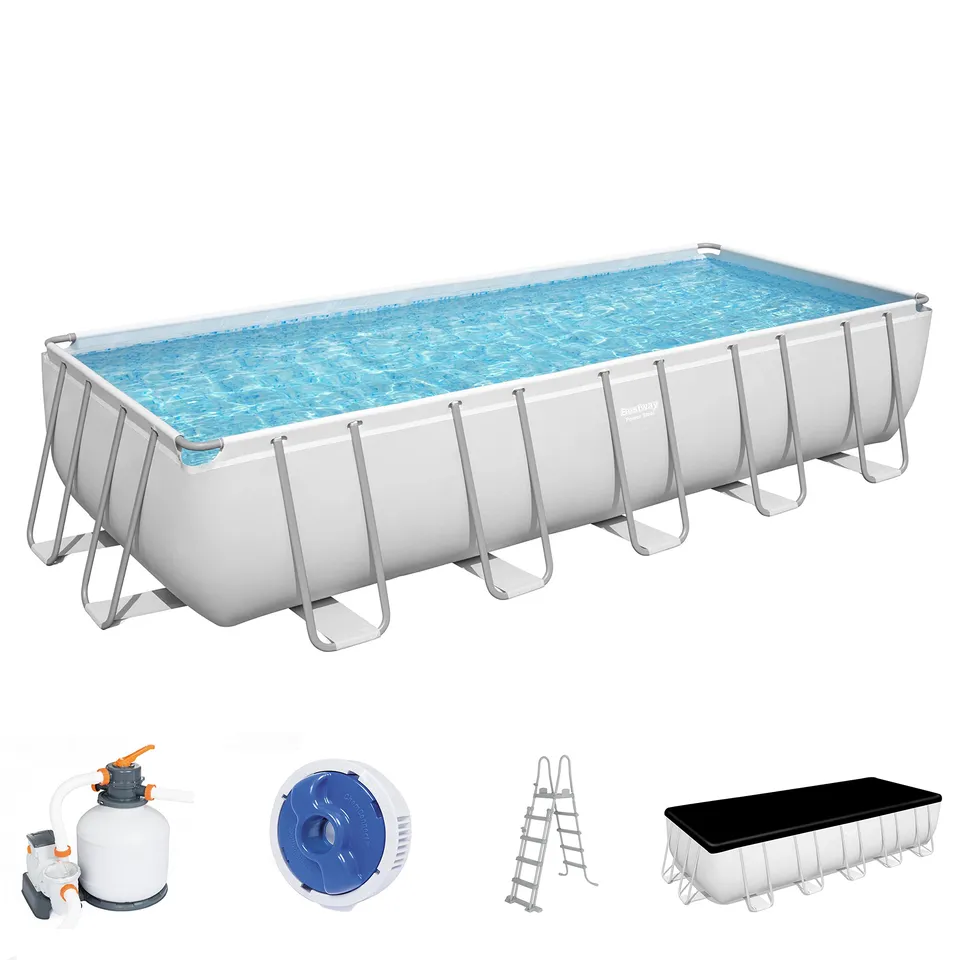 lemodo-bestway-power-steel-frame-pool-set-eckig-640x274x132cm-mit-sandfilteranla image 1