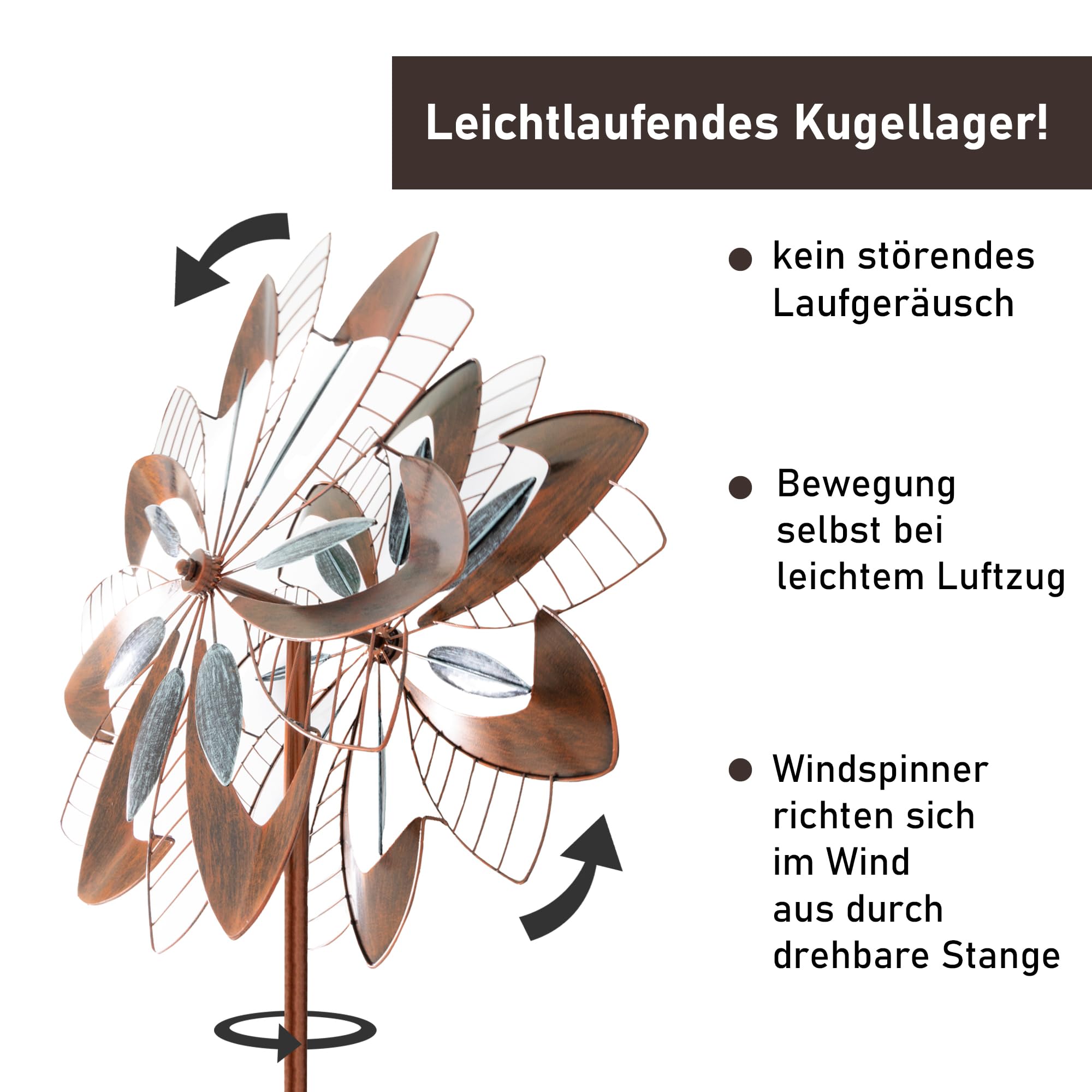 lemodo-windrad-dandelion-kupferoptik-213-cm-gartenstecker image 2