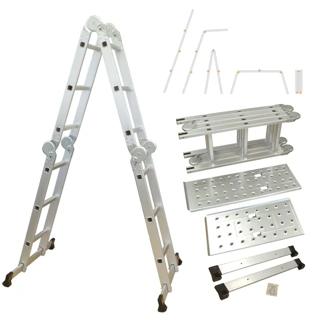 lemodo-alu-multifunktionsleiter-12-sprossen-klappbar-4-teilig-356-cm-bis-150-kg image 1