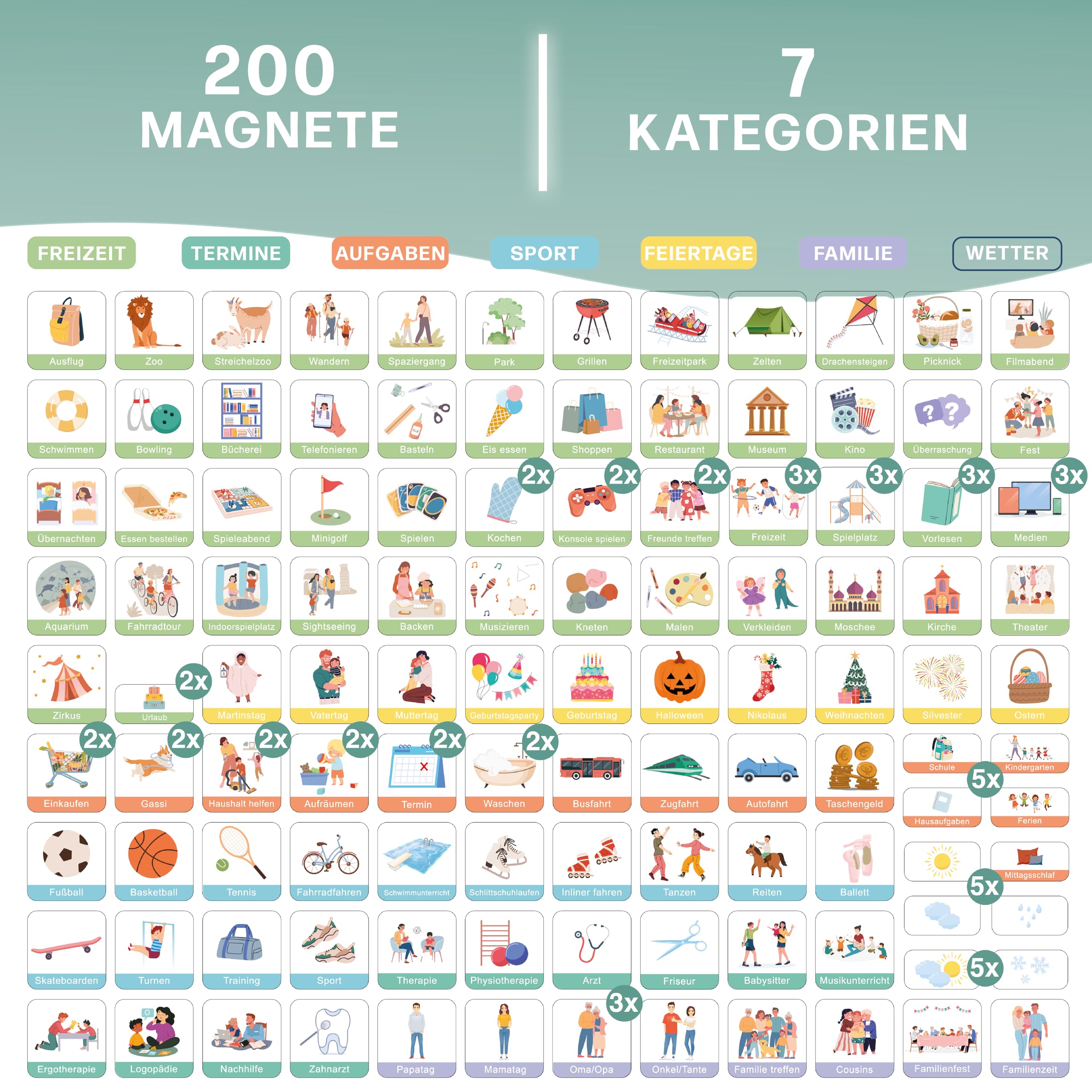 mini-mindz-wochenplaner-kinder-montessori-magnettafel-200-magnete image 7