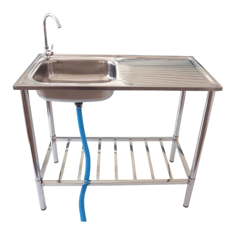 lemodo-outdoor-spule-edelstahl-sputisch-mit-wasserhahn-und-siebeinsatz image 1