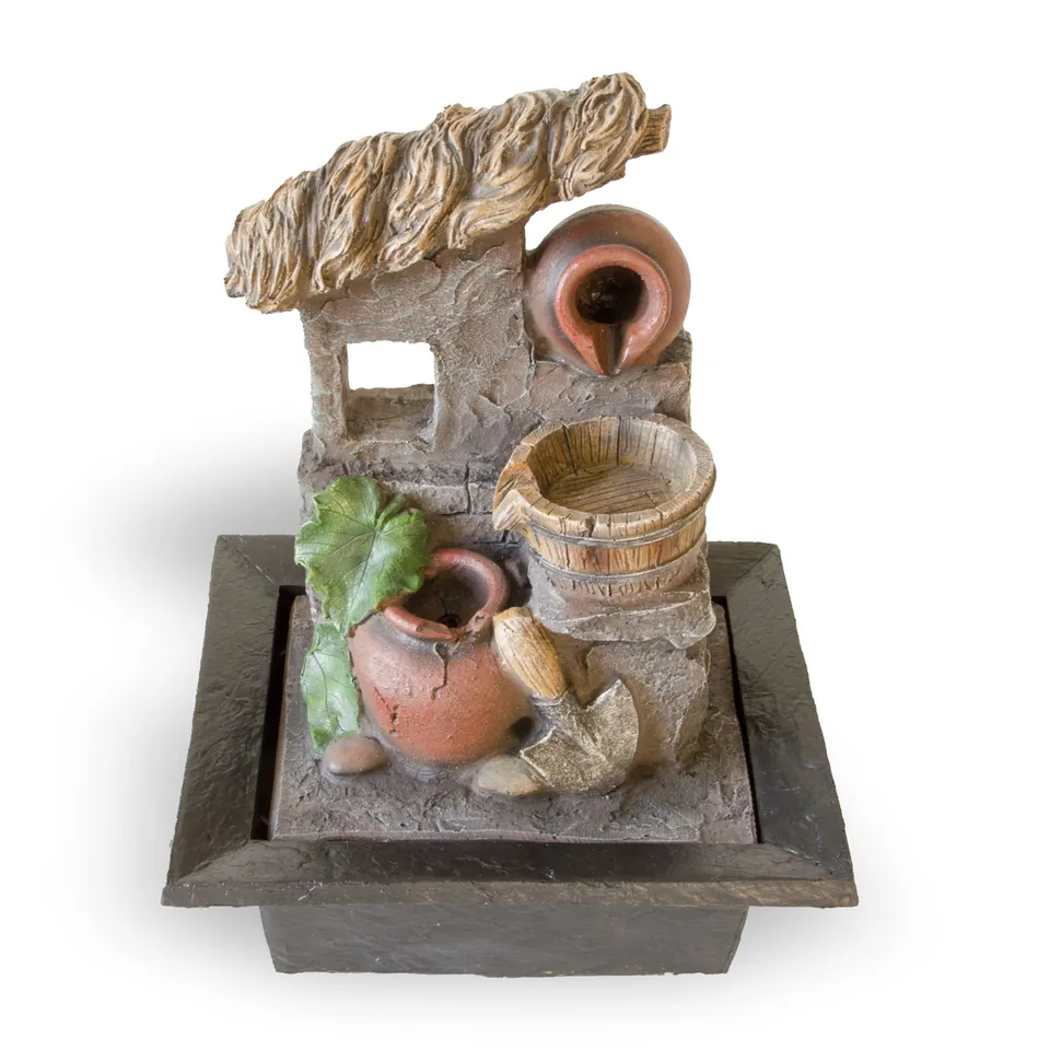 lemodo-nativ-zimmerbrunnen-toskana-tischbrunnen-mit-led-beleuchtung-grau image 1