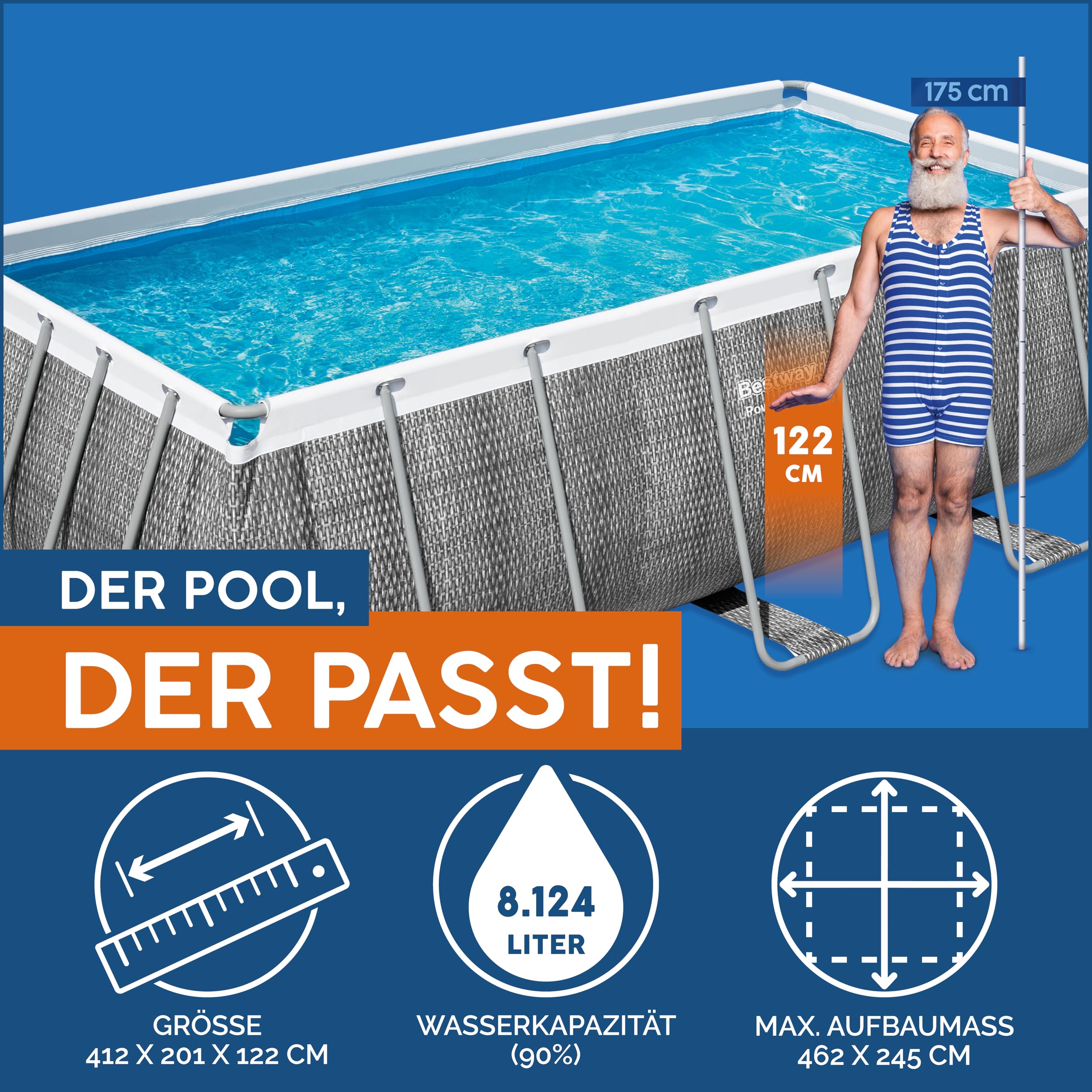 bestway-power-steel-frame-pool-eckig-412x201x122-cm-komplett-set-mit-filterpumpe image 3
