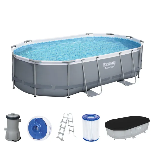 lemodo-bestway-power-steel-frame-pool-komplett-set-488x305x107-cm-oval-grau image 1